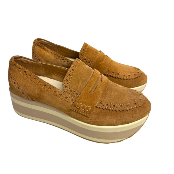 Dolce Vita Women’s Janine Platform Women's Tan Suede Platform Loafers Size 6.5 - Picture 1 of 8